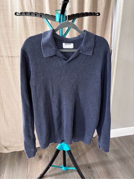Old Navy Sweaters - Old Navy Navy Ribbed V‑Neck Polo grandpa Sweater